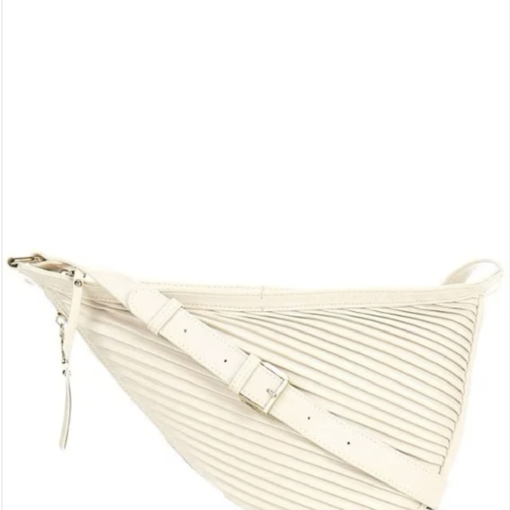 Cream Belt Bag with Ribbed Design